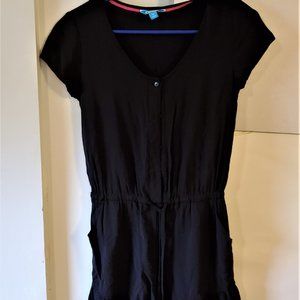 L'amour by Nanette Lapore Women's Black Romper Shorts Button Up Cap Sleeves S